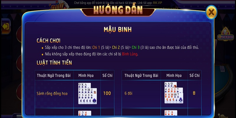 Thông tin chung liên quan đến game bài Mậu Binh